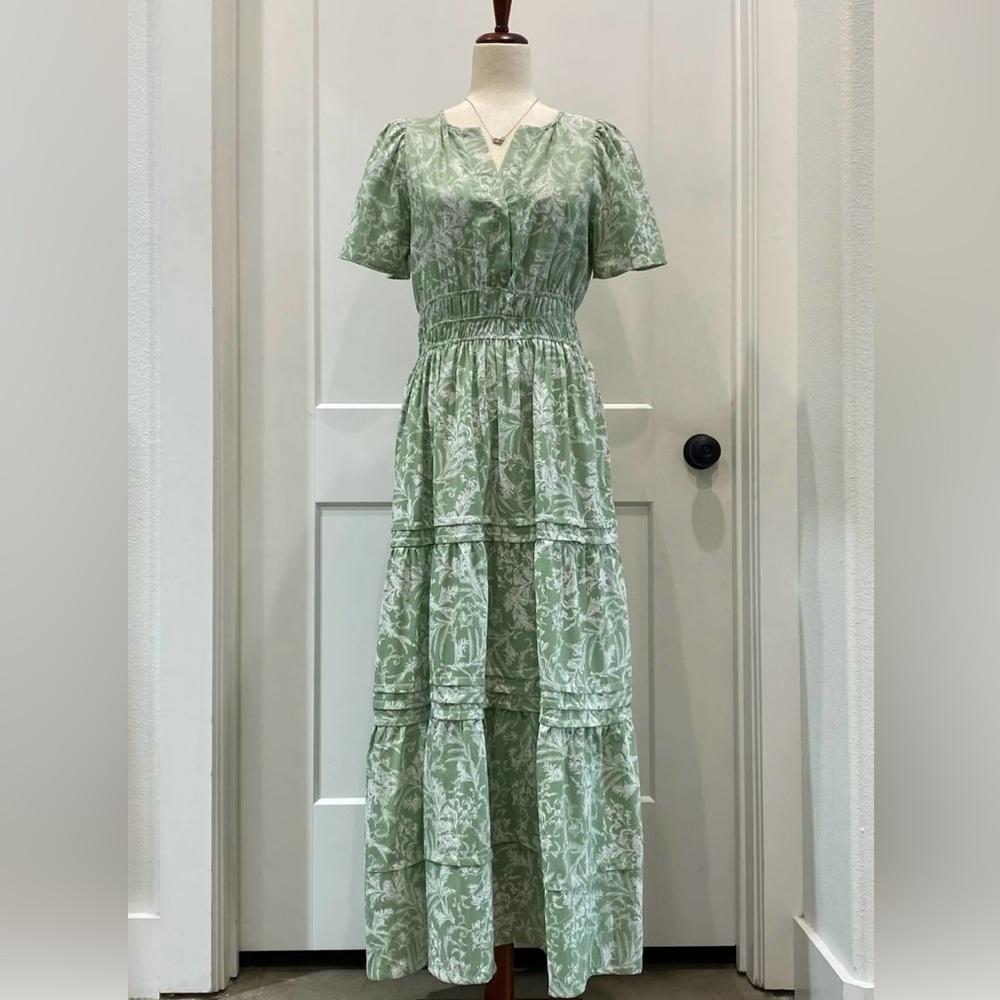 Sage Green Tiered Maxi Dress